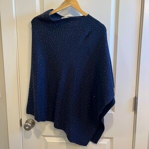 Gorgeous La Fiorentina Made in Italy Holiday Navy Sweater Shawl Poncho